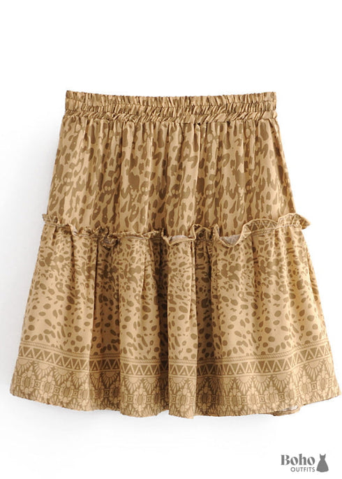Boho Skirts in Mini Skirt, Yellow Tiger For Women